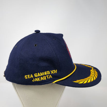 Jakarta 1987 SEA Games XIV Blue 5 Panel One Size Hat Laurel Wreath Rope Cord