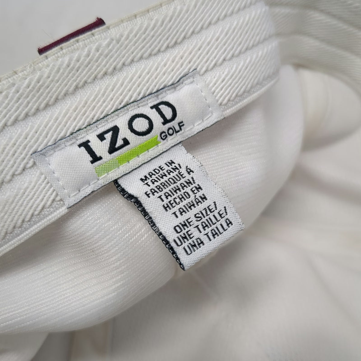 IZOD Baseball Cap White One Size Performance Polyester Striped Fitted Golf Logo