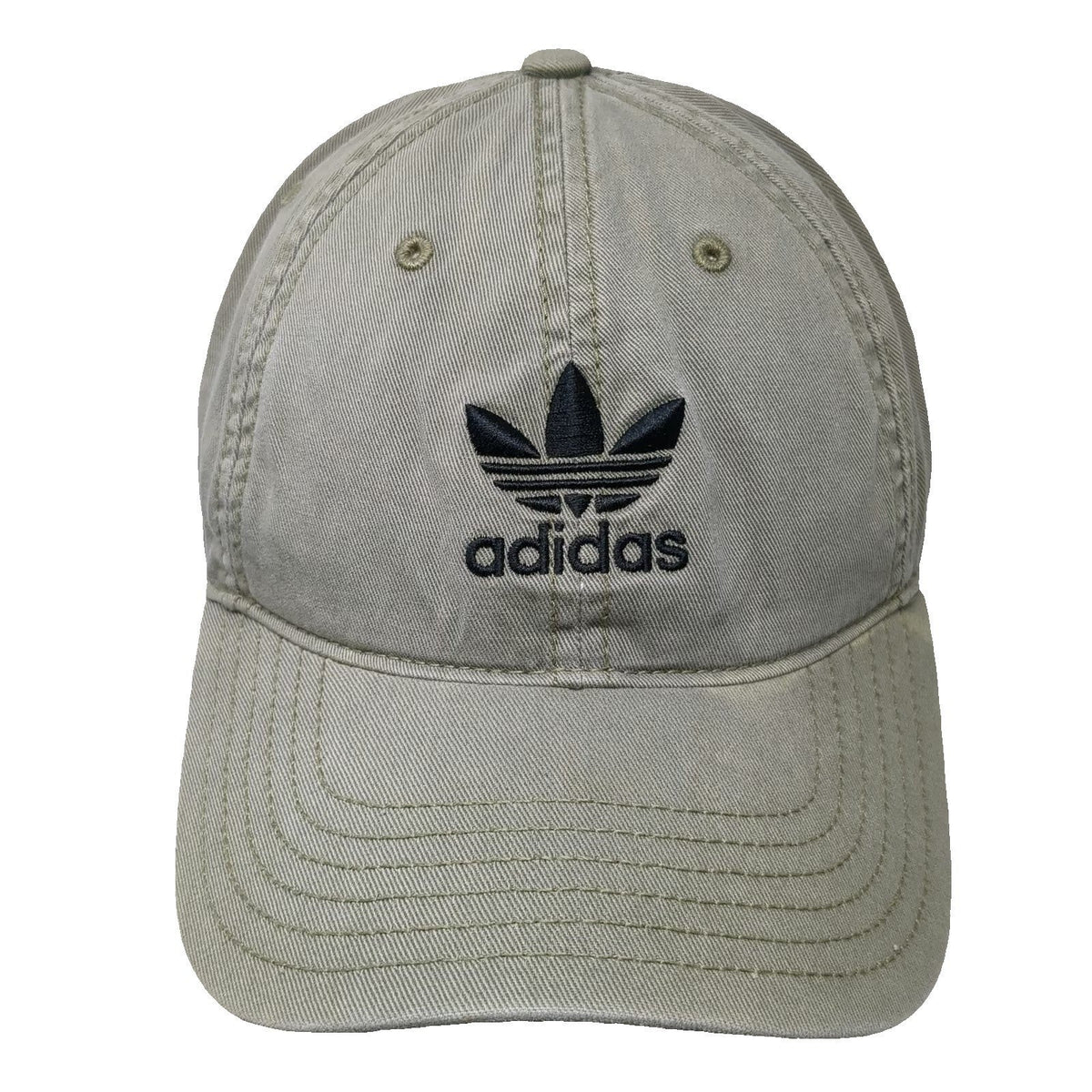 Adidas Baseball Cap Green One Size Cotton Trefoil Logo Strapback Curved Brim Hat
