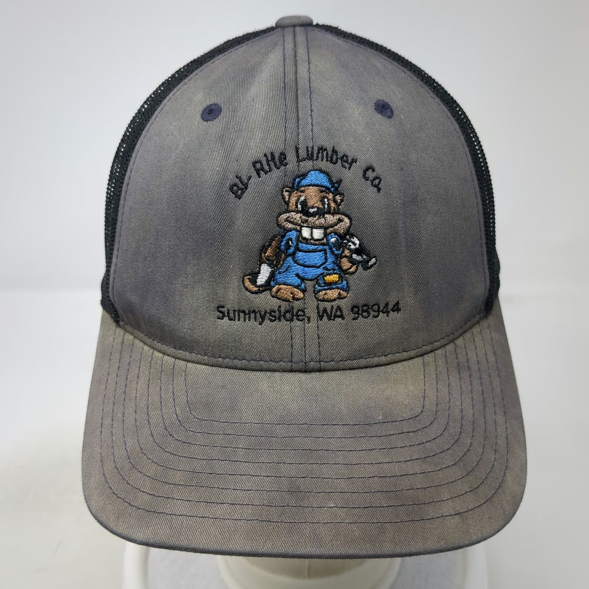 Sport-Tek Trucker Hat Blue One Size Bi-Rite Lumber Co Beaver Mesh Snapback