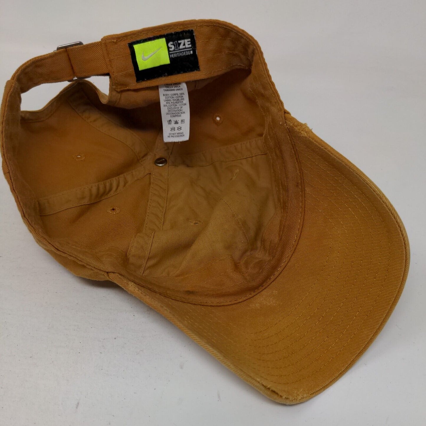 Nike Slideback Hat Tan OSFM Adjustable Embroidered Swoosh Logo Heritage 86