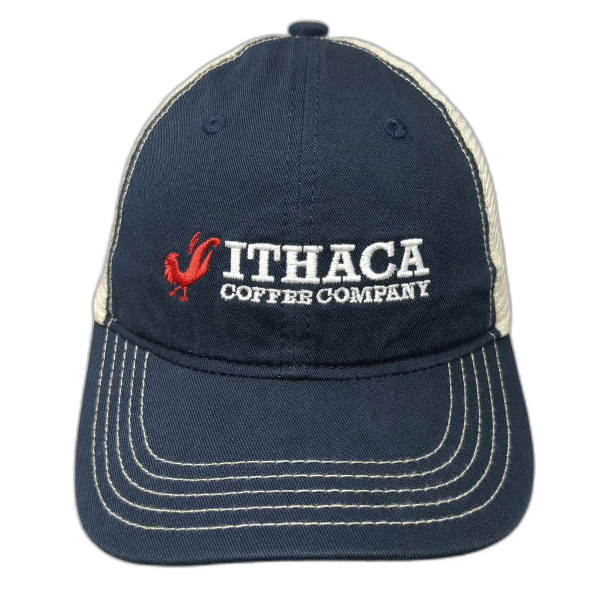 District Ithaca Coffee Company Rooster Blue One Size Trucker Hat Mesh Snapback