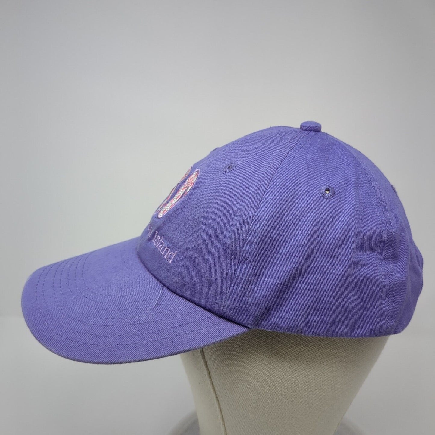 Hutchinson Island Strapback Hat Purple One Size Embroidered Flip Flops