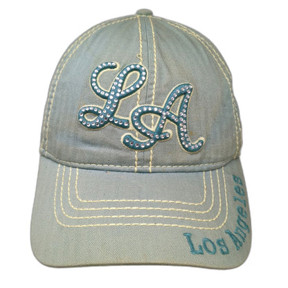 Robin Ruth Green One Size Baseball Cap Rhinestone LA Los Angeles Cotton Hat