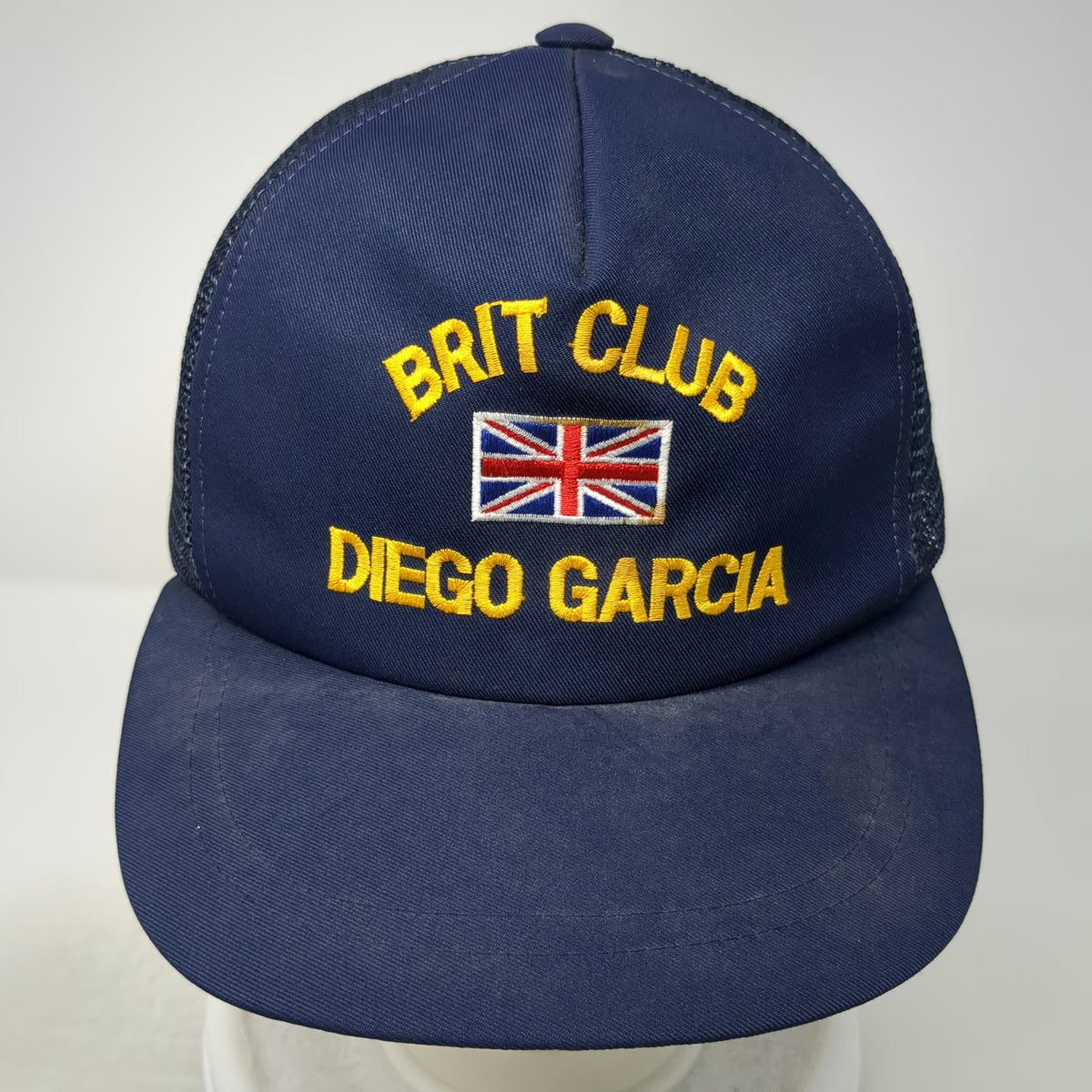 Brit Club Diego Garcia Blue Trucker Hat One Size Snapback Union Jack Flag Mesh