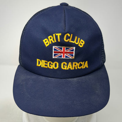 Brit Club Diego Garcia Blue Trucker Hat One Size Snapback Union Jack Flag Mesh