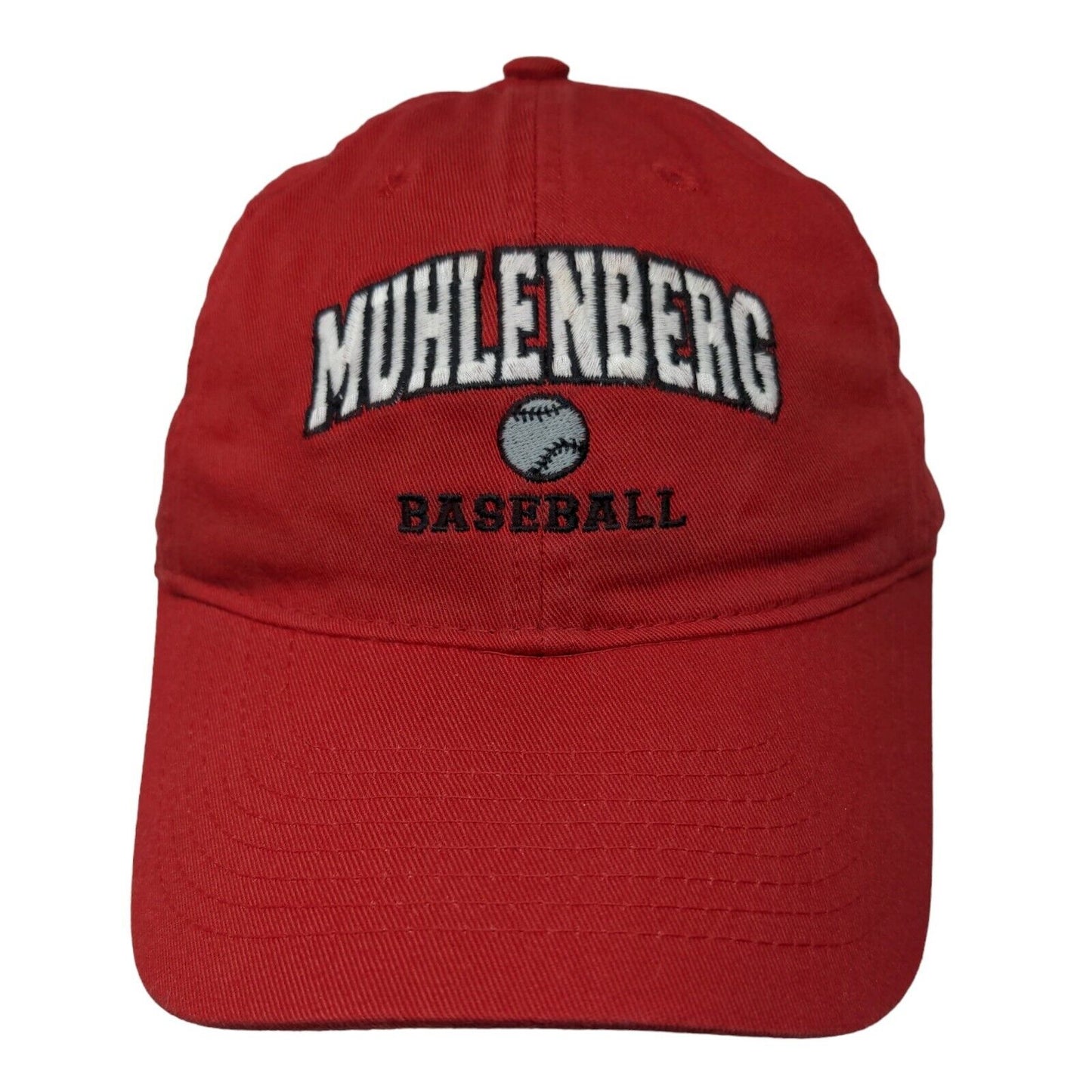 Legacy Men's Slideback Hat Red Embroidered Muhlenberg Baseball Logo Cotton