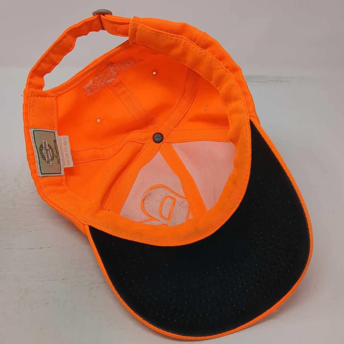 Remington Baseball Cap Orange One Size Blaze Hunting Raised Logo Field Hat Strap