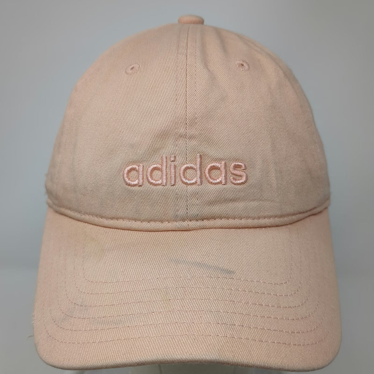 Adidas Baseball Cap Pink One Size Strapback Distressed Embroidered Logo Hat