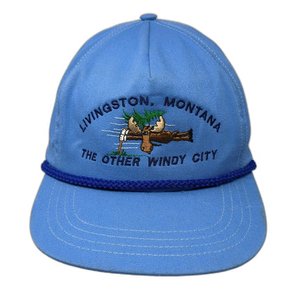 U-GRIN 5 Panel Blue One Size Hat Livingston Montana Other Windy City Rope Strap