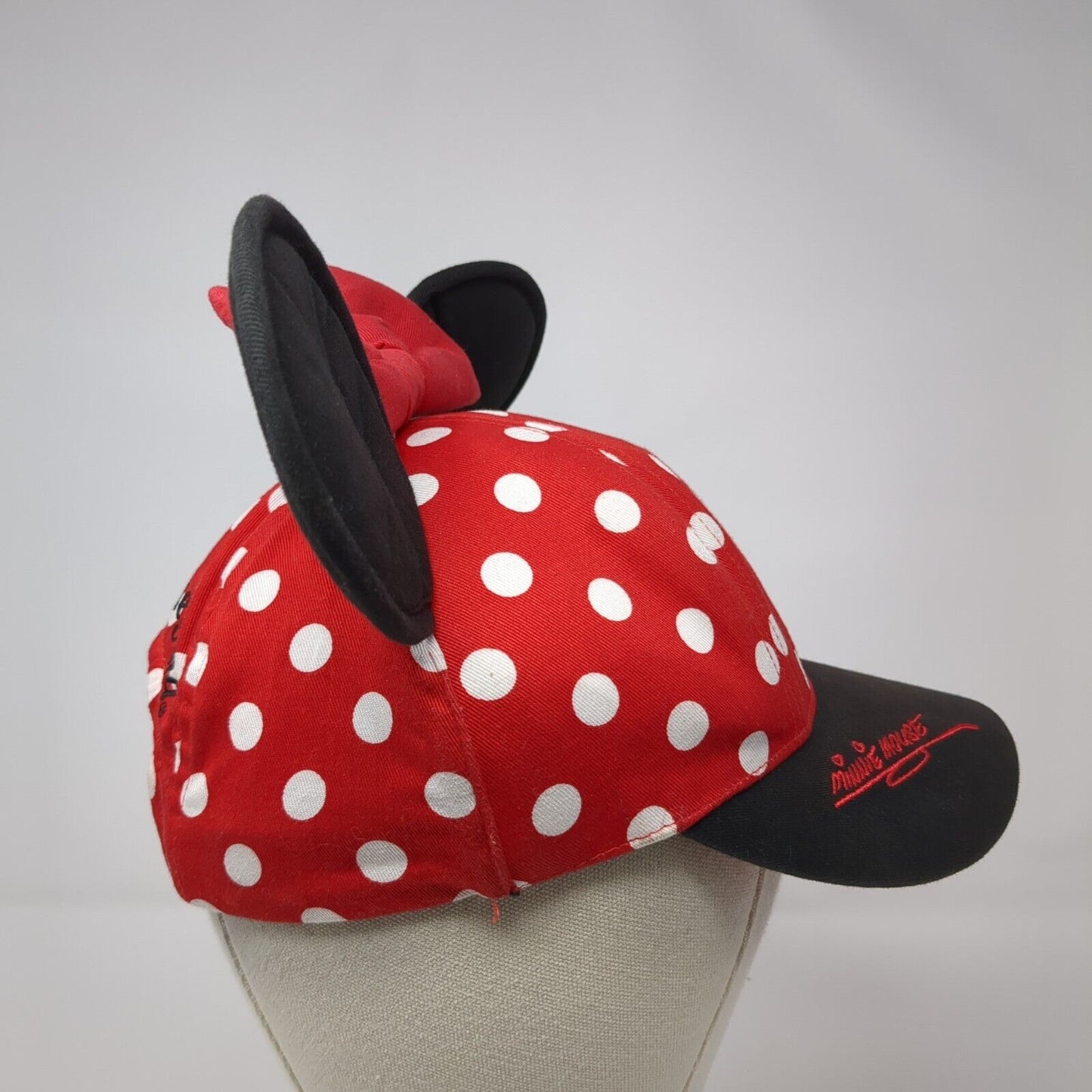 Minnie Mouse Bow Ears Snapback Hat Red Youth One Size Polka Dot Disney