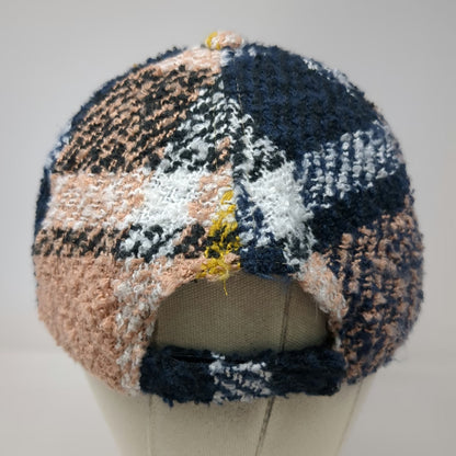 David and Young Baseball Cap Beige Blue White Yellow One Size Bouclé Plaid Hat