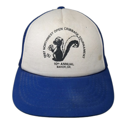 Trucker Hat Blue White 1987 Northwest Open Cribbage Tournament Skunk Vintage