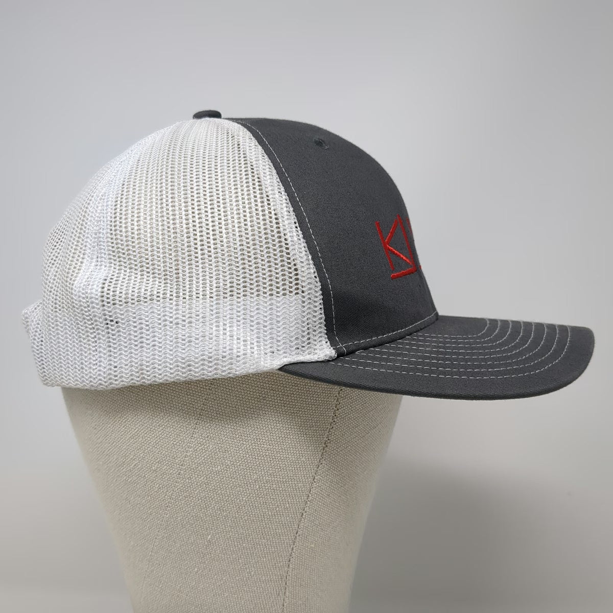 Richardson Trucker Hat Gray White One Size Mesh Back Snapback KVH Intelsat Logo