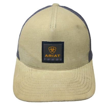 Ariat Trucker Hat Beige One Size Corduroy Mesh Snapback Gold Logo Flexfit 110
