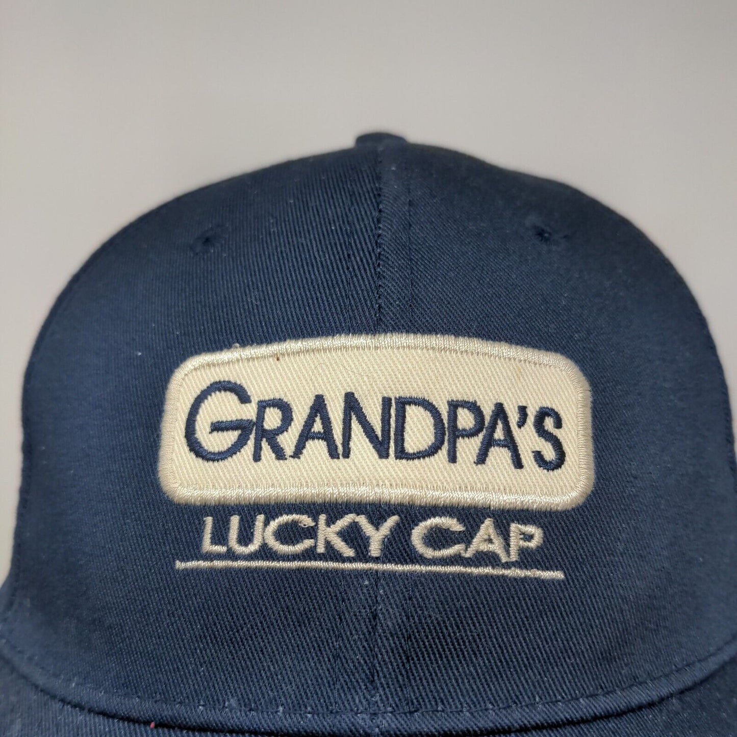 Signatures Men's Slideback Hat Blue OSFM Embroidered Grandpa's Lucky Cap Logo