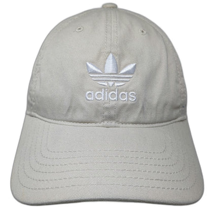 Adidas Baseball Cap Beige One Size Trefoil Logo Slideback Pinstripe Lining Hat