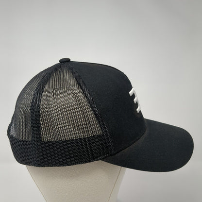 ER Snapback Trucker Hat Black One Size Adjustable Mesh Back Classics Yupoong