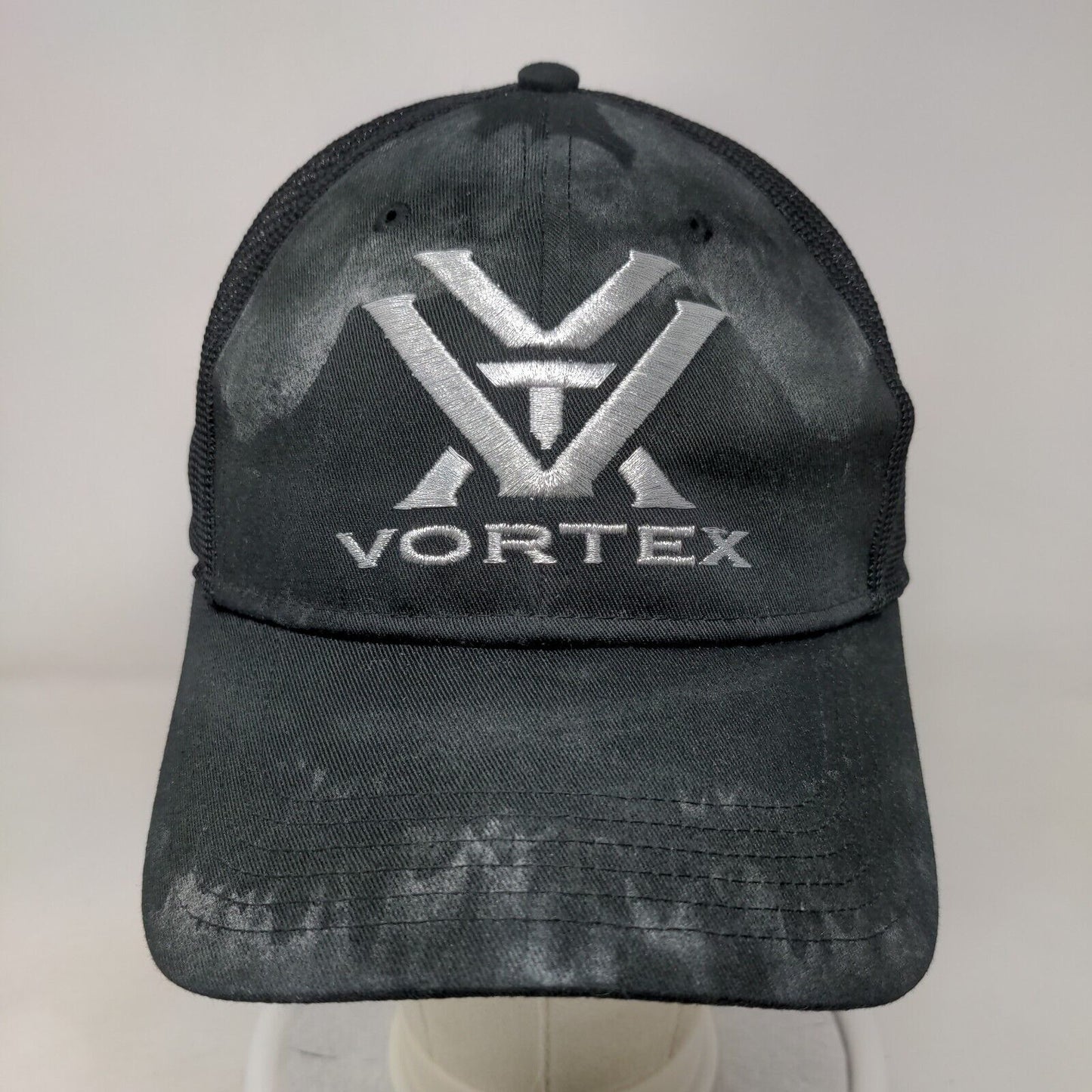 Vortex Snapback Mesh Back Trucker Hat Black OSFM Embroidered 6 Panel