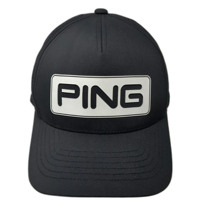 PING Trucker Hat Black One Size Snapback Golf Flexfit 110 Perforated 5-Panel