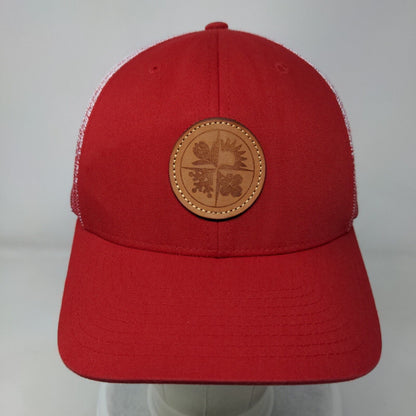 Richardson Snapback Mesh Back Trucker Hat Red One Size Leather Patch