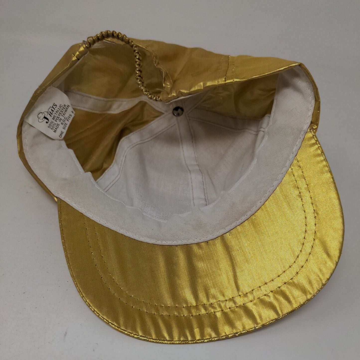 Jhats Stretch Strapback Hat Gold OSFA 6 Panel Lightweight Metallic Blank