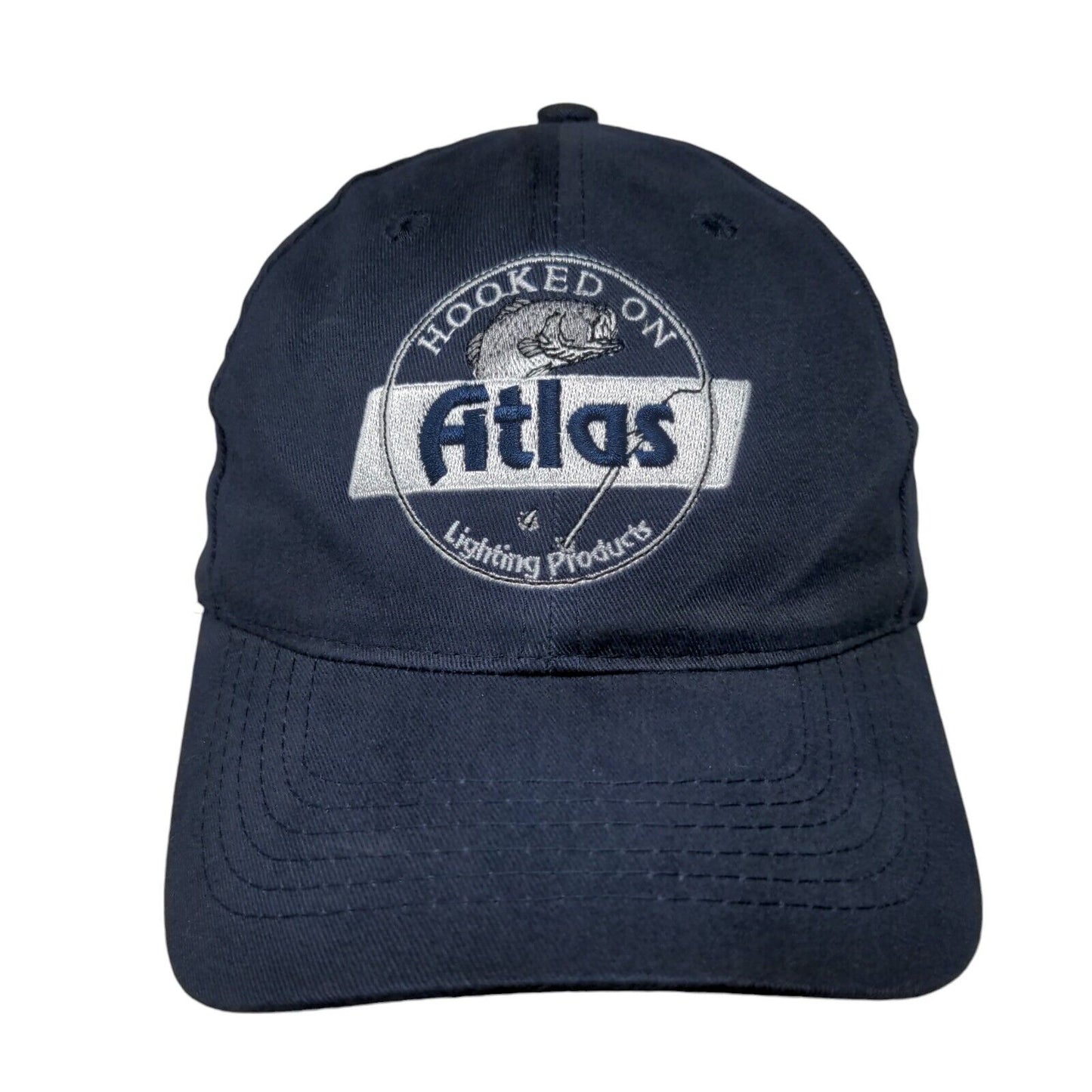 Hooked On Atlas Lighting Products Strapback Hat Blue One Size Embroidered