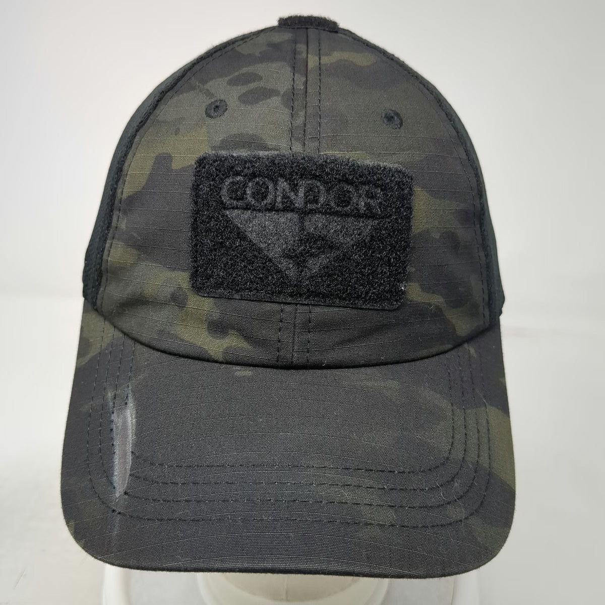 Condor Baseball Cap Black Camo Tactical Mesh Back Patch Area One Size Hat