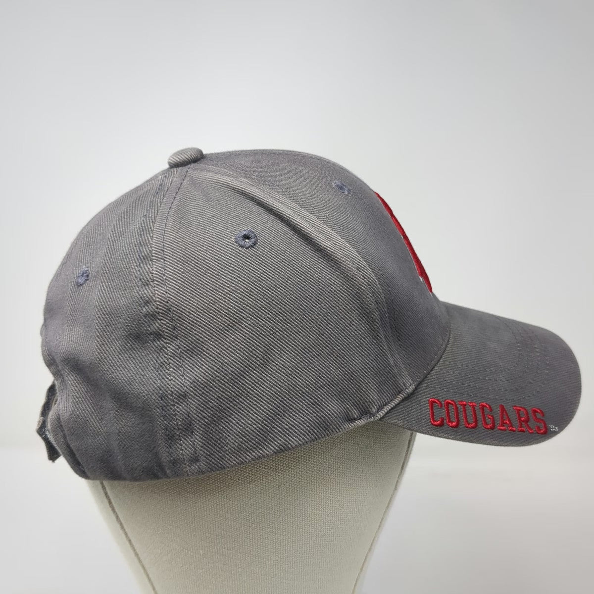 Washington State Cougars NCAA Russell Gray One Size Strapback Cap Hat WSU Logo