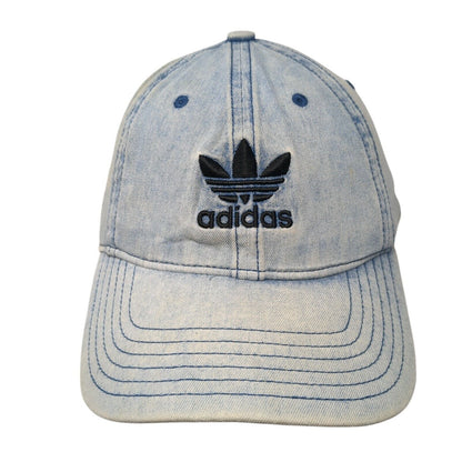 Adidas Slideback Baseball Cap Blue One Size Adjustable Embroidered Washed Denim