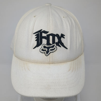 Fox Head Fitted Hat White 7 5/8 Embroidered Logo Solid Outdoor 6 Panel