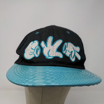 New League Men's Snapback Hat Black Blue Size OSFA Embroidered Rock Paper Cut