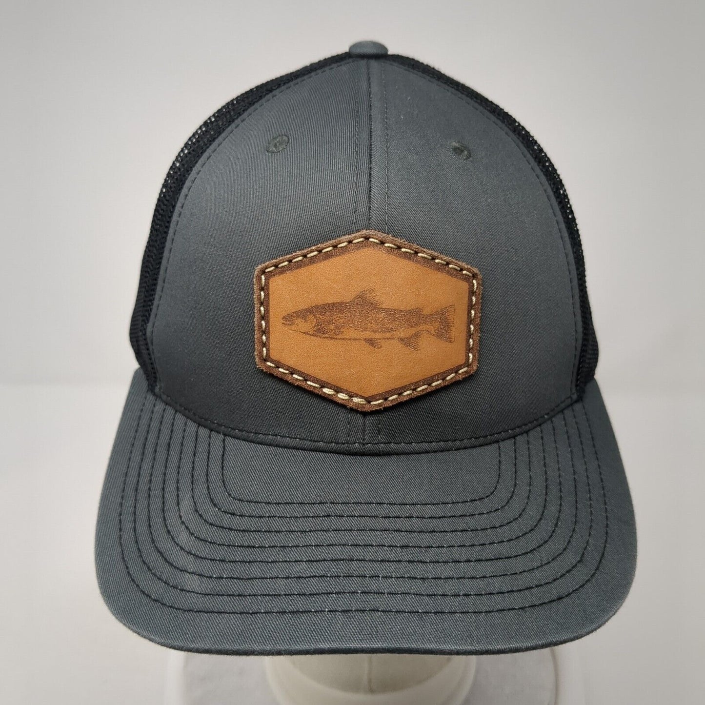 Trout Snapback Trucker Hat Gray One Size Adjustable Mesh Back Richardson