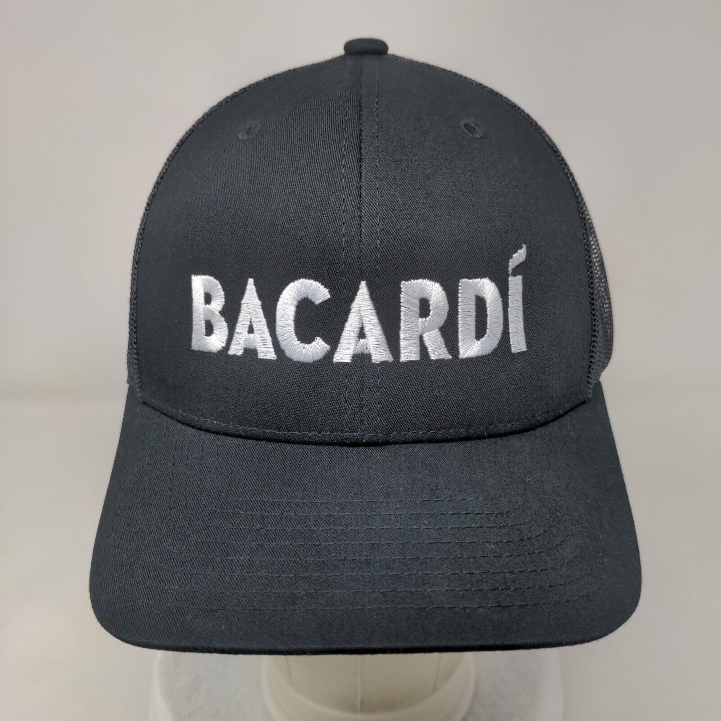 Bacardi Snapback Trucker Hat Black One Size Embroidered Mesh Back