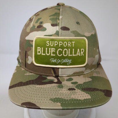 Troll Co Clothing Snapback Green One Size Camo Support Blue Collar Patch Hat