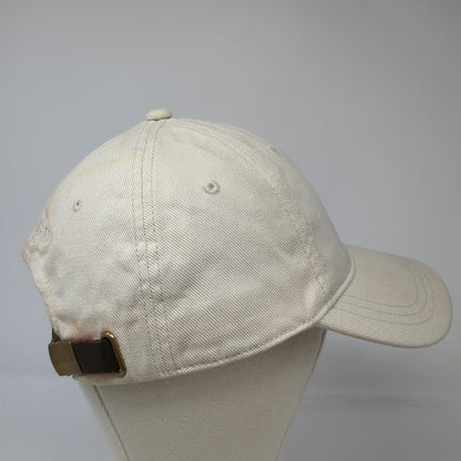 J. Crew Baseball Cap Beige One Size Leather Strapback Brass Buckle Cotton Hat