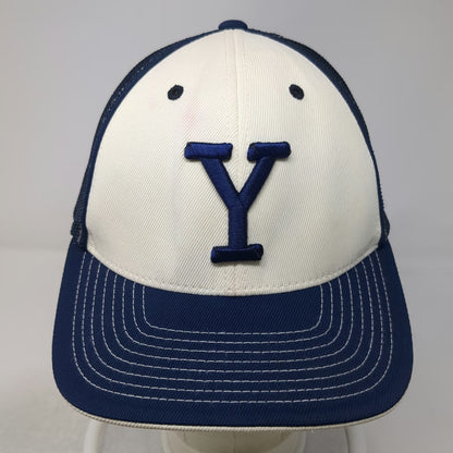 Pacific Headwear Yale Bulldogs NCAA Football Hat Blue 8 Cap Mesh Fitted Stretch