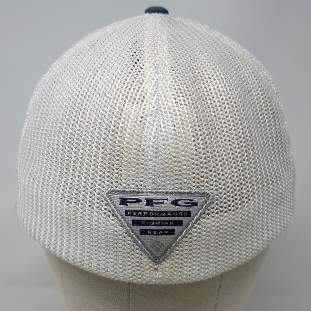 Columbia Baseball Cap Blue M Hat Mesh Back Red Underbrim Flexfit PFG Fish Logo