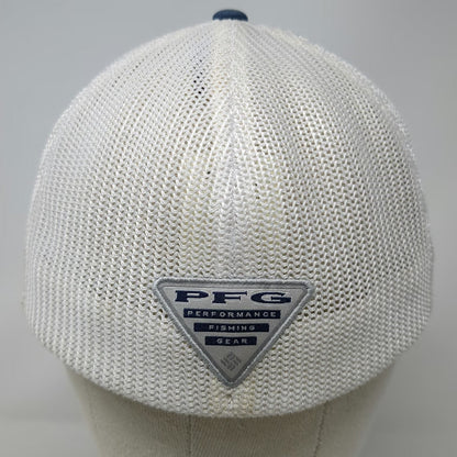 Columbia Baseball Cap Blue M Hat Mesh Back Red Underbrim Flexfit PFG Fish Logo