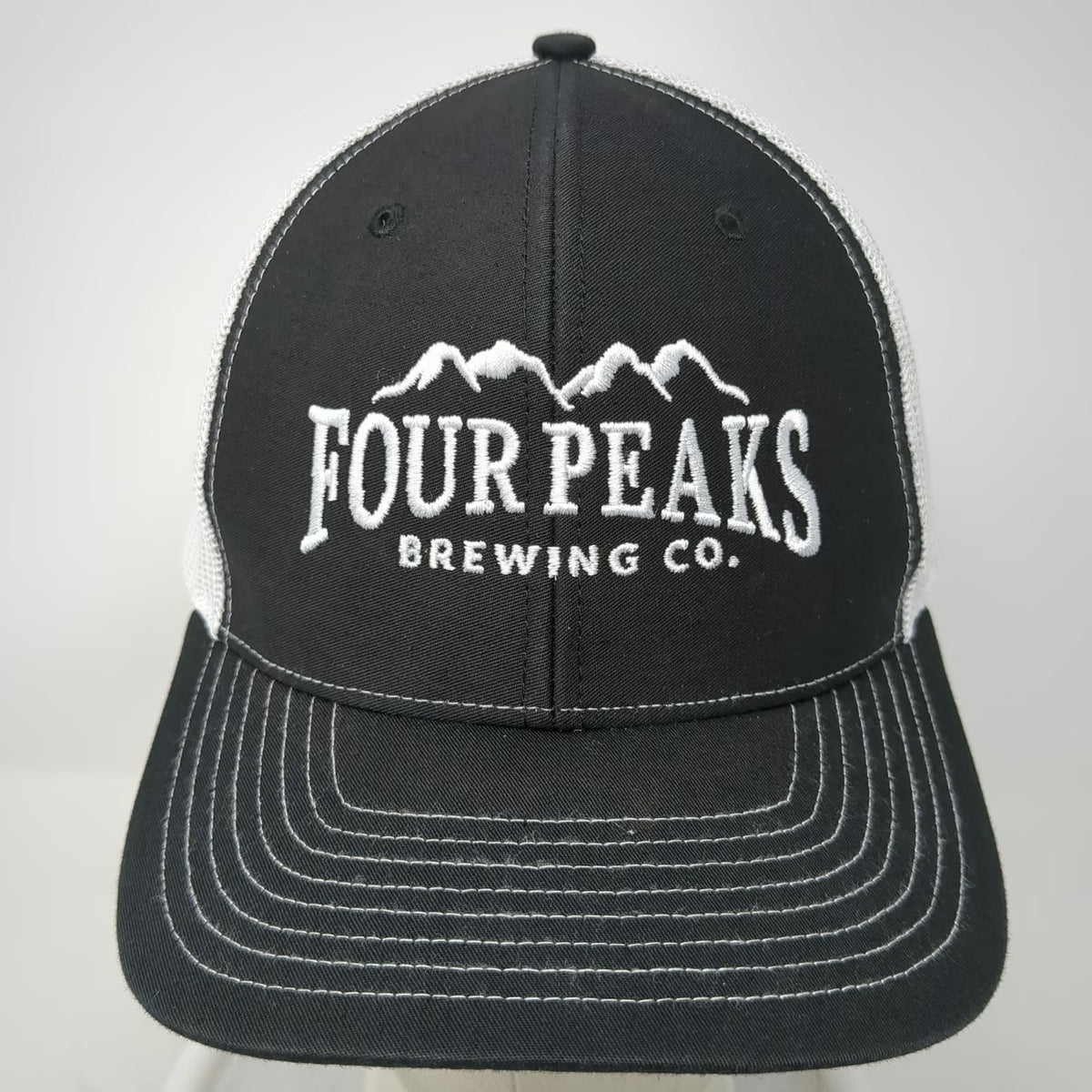 Richardson Trucker Hat Black White One Size Mesh Back Four Peaks Brewing Co