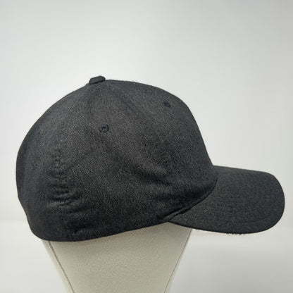 Volcom Baseball Cap Black XL Hat Flexfit Embroidered Logo Stone Curved Brim