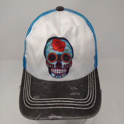 Calavera Sugar Skull Strapback Trucker Hat Multicolor OSFA Mesh Back