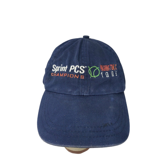 Vintage 1999 Sprint PCS Champions Slideback Hat Blue Embroidered Spell Out Blue