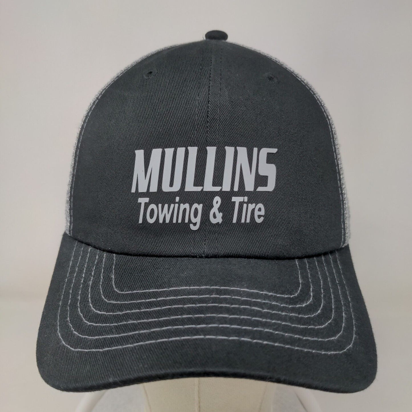 Sportsman Men's Slideback Mesh Back Hat Black Mullins Towing & Tire Graphic Logo