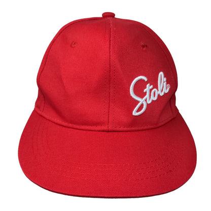 Stoli Men's Snapback Hat Red Adjustable Embroidered Logo 100% Cotton Vodka