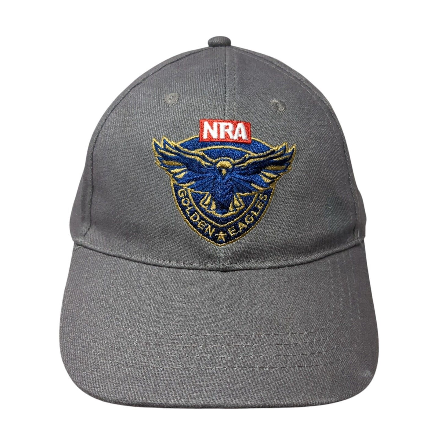 NRA Golden Eagles Strapback Hat Gray One Size Adjustable Embroidered 6 Panel
