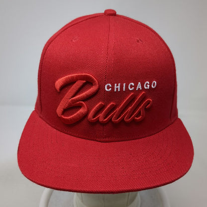 Ultra Game Chicago Bulls NBA Snapback Hat Red One Size 3D Script Logo Flat Brim