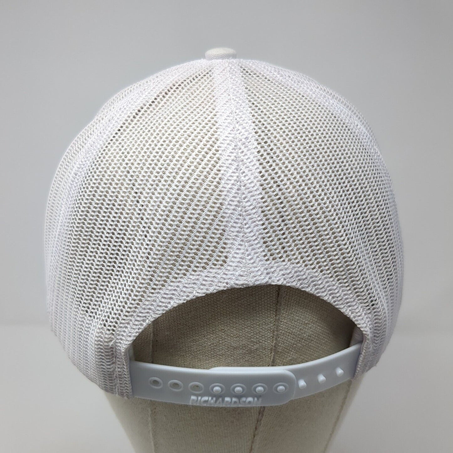 Richardson Snapback Trucker Hat White One Size Embroidered Logo Mesh Back
