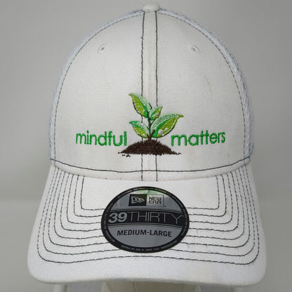 New Era Baseball Cap White L Bayer Mindful Matters Mesh Stretch Fit 39THIRTY Hat