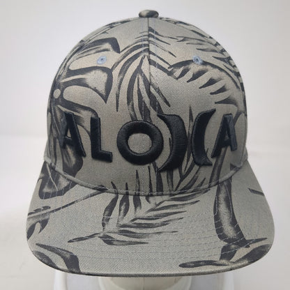Hurley Snapback Hat Gray One Size Aloha Tropical Leaf Print Flat Brim Surf